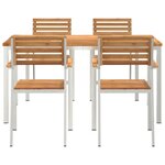 Ensemble de dîner de jardin 5 pièces vidaXL en bois massif de teck