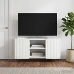 vidaXL Meuble TV 102 x 34 5 x 52 cm Blanc brillant Bois d'ingénierie
