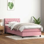 vidaXL Sommier à lattes de lit avec matelas et LED rose 90x210 cm velours