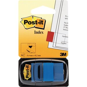 Marque-pages souples 25 x 43,2 mm - 50 index bleu (paquet 50 unités)