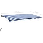 vidaXL Auvent automatique capteur de vent LED 600x350 cm Bleu et blanc
