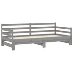 vidaXL Lit coulissant 2x(90x200) cm Gris Bois de pin massif