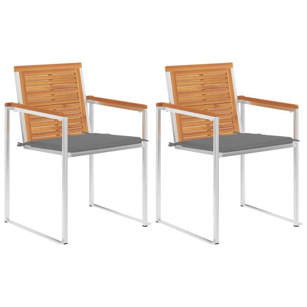 vidaXL Chaises de jardin avec coussins 2 Pièces Acacia solide et acier