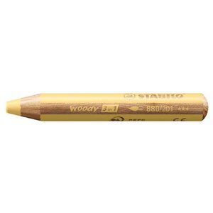 Crayon multi-talents woody 3en1  rond  jaune pastel STABILO