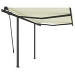 vidaXL Auvent manuel rétractable avec poteaux 3 5x2 5 m Crème