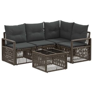 vidaXL Ensemble de canapé de jardin 5 Pièces Gris polyrotin