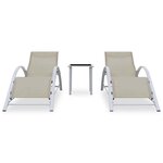 vidaXL Chaises longues lot de 2 avec table Aluminium Crème