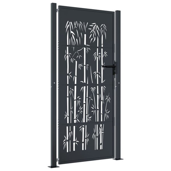 vidaXL Portail de jardin anthracite 105x180 cm acier design de bambou