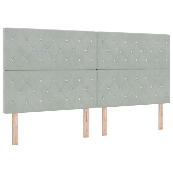 Lit Box Spring avec Matelas Gris clair 200x200 cm Velours