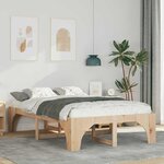 vidaXL Cadre de lit surélevé Marron 140 x 190 cm Bois massif en pin