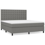 vidaXL Sommier à lattes de lit avec matelas Gris foncé 180x200cm Tissu