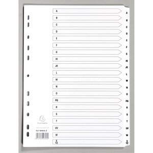 Intercalaires Imprimés À Touches Plastifiées - 20 Touches Az - A4 - Blanc - X 10 - Exacompta
