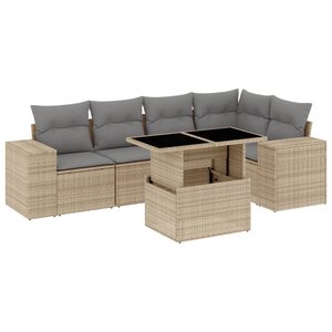 vidaXL Salon de jardin avec coussins 6 Pièces beige résine tressée