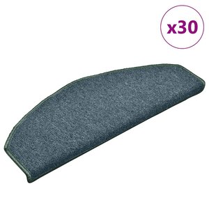 vidaXL Tapis d'escalier 30 pièces 65 x 24 x 4 cm Vert foncé Demi-rond Grand