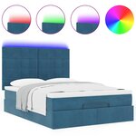 vidaXL Cadre de lit ottoman avec matelas bleu foncé 140x200 cm velours