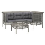 Salon de jardin meuble d'extérieur ensemble de mobilier 5 pièces avec coussins gris résine tressée 02_0016415