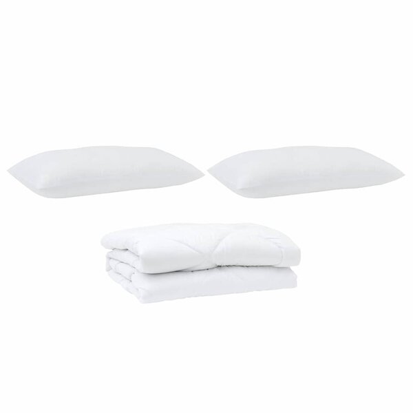 Duvet avec coussins Argyle 3 Pièces Blanc 200 x 220 cm Microfibre