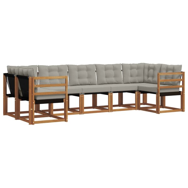 vidaXL Ensemble de canapés d'extérieur 7 pc Gris Naturel et Clair