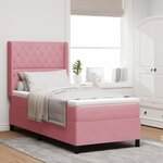 Lit Box Spring vidaXL avec Matelas et LED Rose 90x200 cm Velours