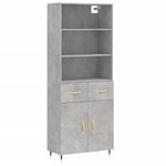 vidaXL Buffet haut Gris béton 69 5x34x180 cm Bois d'ingénierie