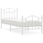 vidaXL Cadre de lit métal sans matelas avec pied de lit blanc 90x190cm