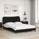 vidaXL Cadre de lit avec LED sans matelas Hvar noir et blanc 140x200 cm