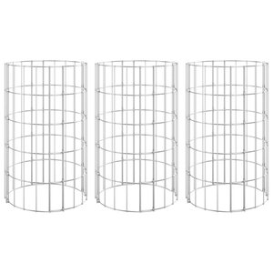 vidaXL Lit surélevé à gabion circulaire 3 Pièces Acier galvanisé Ø30x50cm