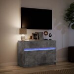 vidaXL Meuble TV avec LED gris béton 91x34x61 cm bois d'ingénierie