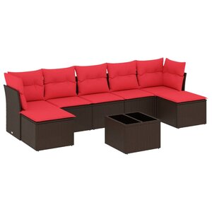 vidaXL Salon de jardin 8 Pièces avec coussins marron résine tressée