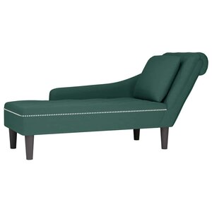 vidaXL Fauteuil long et coussin et accoudoir droit vert foncé velours