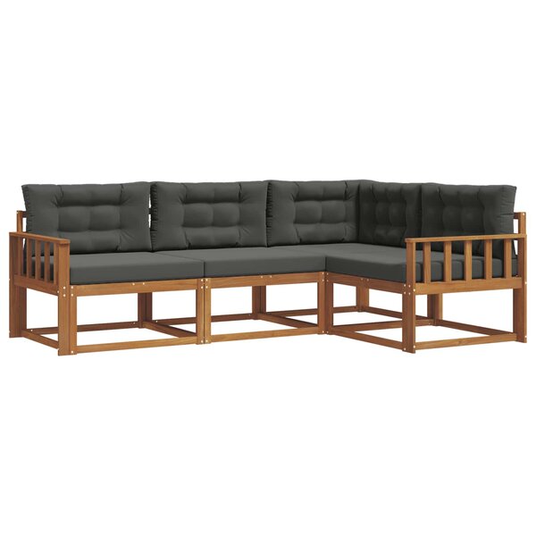 vidaXL Ensemble de canapés d'extérieur 4 Pièces Naturel et Anthracite