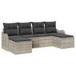 Ensemble de Canapé de Jardin 6 pièces vidaXL avec Coussins Gris Clair Rotin synthétique