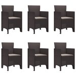 vidaXL Ensemble salle à manger jardin 7 pièces avec coussins marron poly rotin