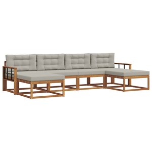 vidaXL Ensemble de canapés d'extérieur 6 pc Gris Naturel et Clair