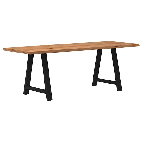 vidaXL Table à manger et bord naturel bois massif chêne rectangulaire
