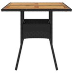 vidaXL Table de jardin et dessus en bois d'acacia noir résine tressée