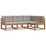 vidaXL Ensemble de canapés d'extérieur 4 pc Gris Naturel et Clair