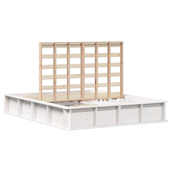 vidaXL Cadre de lit Blanc 150 x 200 cm Bois de pin massif