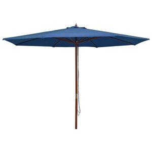 vidaXL Parasol d'extérieur avec mât en bois 350 cm Bleu