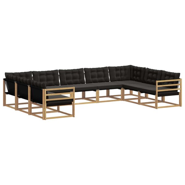 vidaXL Ensemble de canapés d'extérieur 9 Pièces Blanc et noir