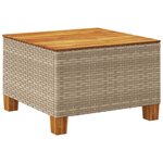 vidaXL Table de jardin beige 55x55x36 cm résine tressée et bois acacia