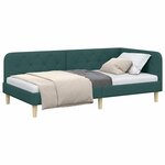 vidaXL Cadre de lit d'angle Vert foncé 100 x 200 cm tissu