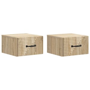vidaXL Cabinet de chevet mural 2 pièces Chêne Sonoma 34 5 x 33 x 20 cm