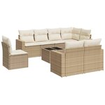 vidaXL Salon de jardin avec coussins 9 Pièces beige résine tressée
