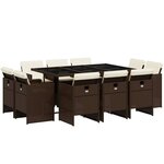 vidaXL Ensemble à manger de jardin et coussins 11 Pièces marron rotin