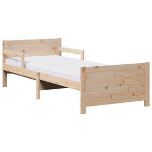 vidaXL Cadre de lit avec matelas Marron 80 x 200 cm Bois de pin massif
