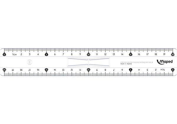 Règle plate Double Décimètre Essentials Plastique 20 cm à Poignée MAPED