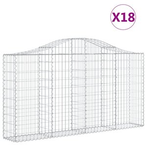 vidaXL Paniers à gabions arqués 18 Pièces 200x30x100/120 cm Fer galvanisé