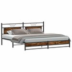 vidaXL Cadre de lit en métal sans matelas chêne fumé 200x200 cm