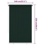 vidaXL Store roulant d'extérieur 140x230 cm Vert foncé PEHD